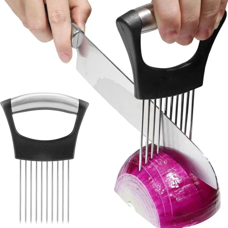 Onion Holder Slicer - Roestvrijstalen uienhouder, voedselsnijder, assistent voor het