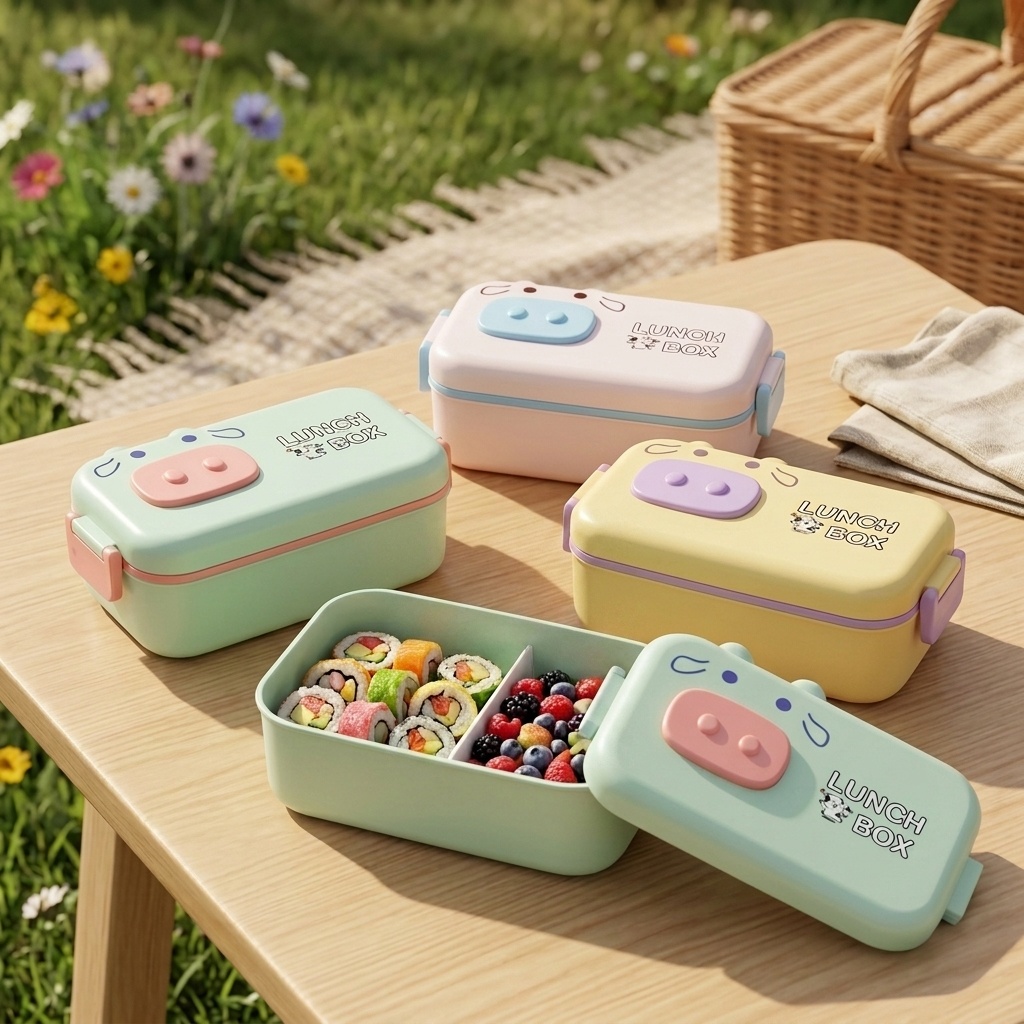 Meal Prep Or Prep Meal - Schattige kinderbento box, magnetronbestendige plastic lunchbox,