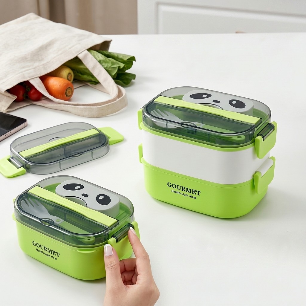 Meal Prep Or Prep Meal - Microgolfbestendige Panda Plastic Bento Lunchbox, Lekvrij,