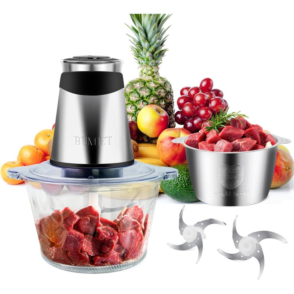Veggie Chopper Cup - 500W vleesmolen 2x8-kops kommen 2 messen