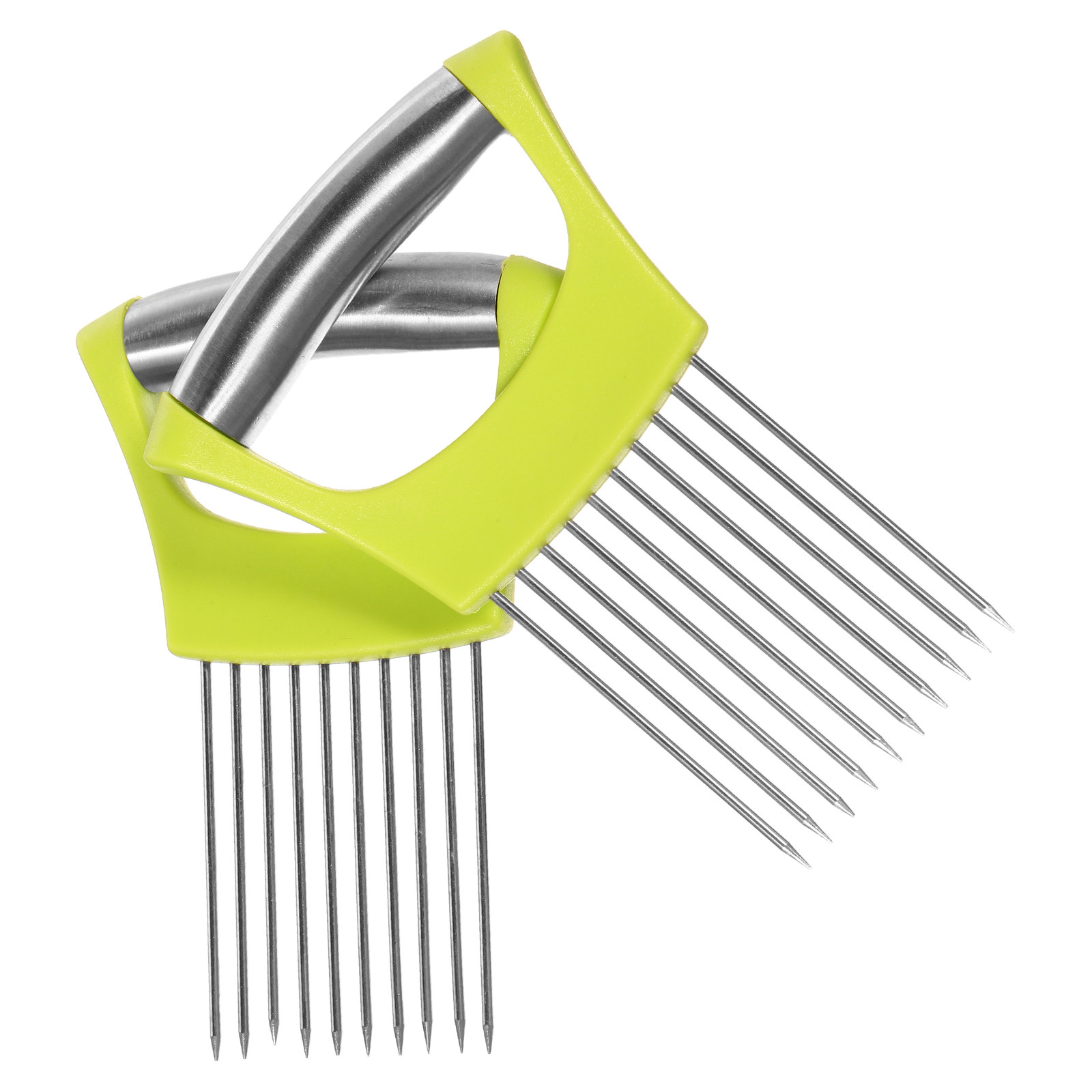 Onion Holder Slicer - 2 stuks roestvrijstalen uiensnijderhouder groentesnijder voor