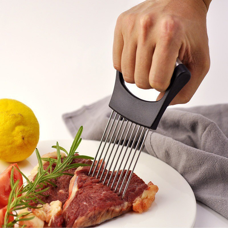 Roestvrijstalen uiensnijderhou - Onion Holder Slicer recensie en prijs