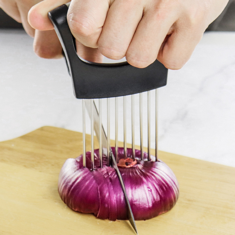 1Pc stalen uiennaald met snijv - Onion Holder Slicer recensie en prijs