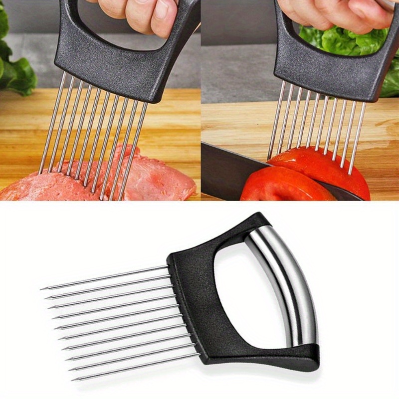 1Pc stalen uiennaald met snijv - Onion Holder Slicer recensie en prijs