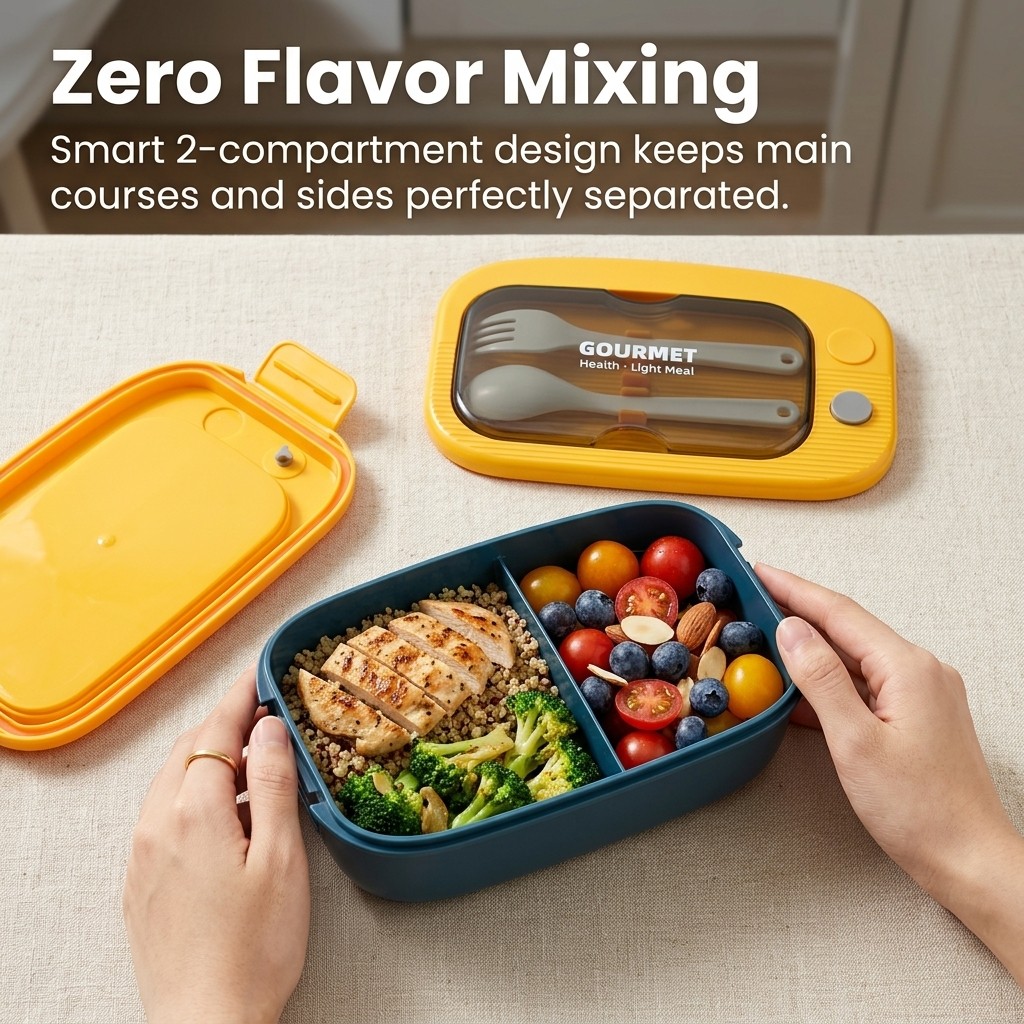 Plastic Bento Lunchbox met 2 c - Meal Prep Or Prep Meal recensie en prijs