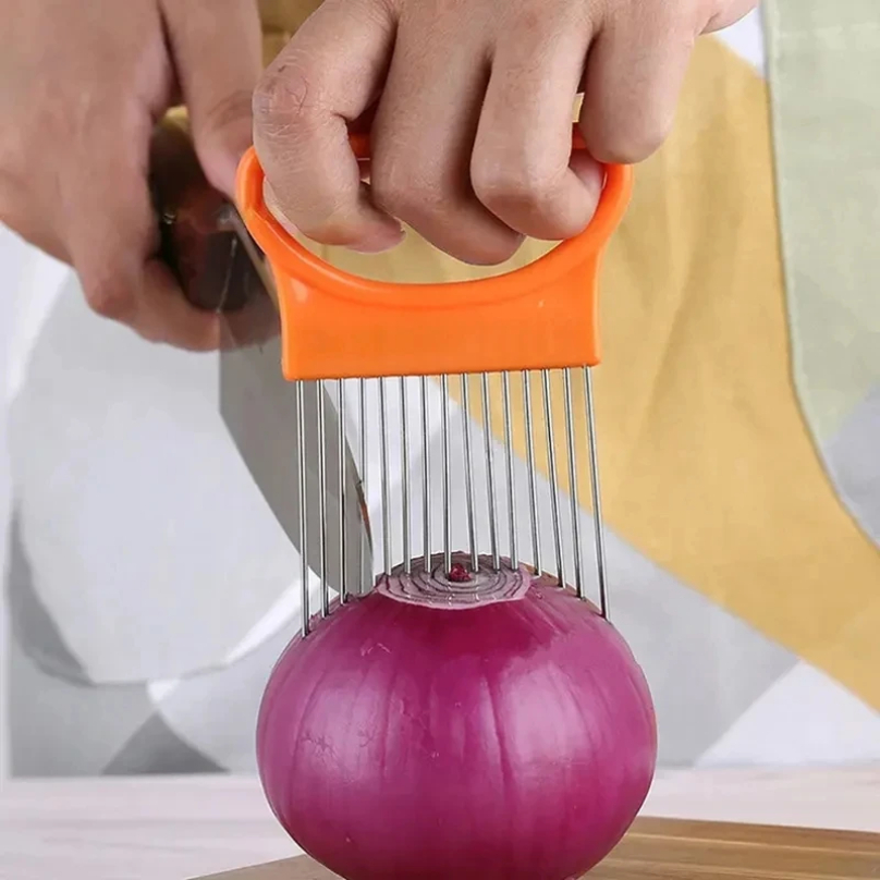 Roestvrijstalen uiensnijderhou - Onion Holder Slicer recensie en prijs
